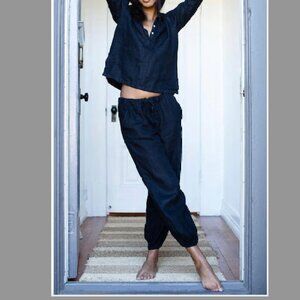 Jess Brown Potters Pant in Noir Handkerchief Linen   Size 2